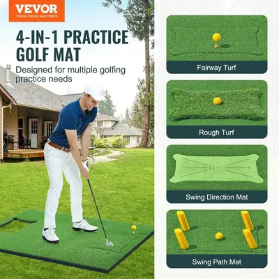 Produktbild von PRO 5 x 4 ft Golf-Schlagmatte Rasen Golf-Trainingshilfe Indoor- und Outdoor-Training