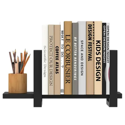 Image de Étagère de bureau réglable en bois, organisateur de rangement, couleur noire
