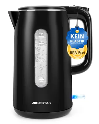 Produktbild von Aigostar - Edelstahl Doppelwand Elektrischer Wasserkocher mit Wasserstandsanzeige