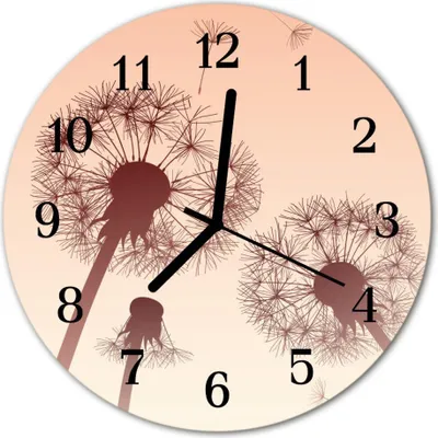 Produktbild von Glasuhr Wanduhr Küchenuhr Echt-Glas 30fi cm Pusteblumen orange