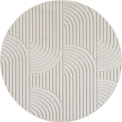Image de Tapis Kurzflor, unie, pour salon, chambre à coucher, chambre d'enfant, couleur crème, forme ronde, dimensions 200x200 cm