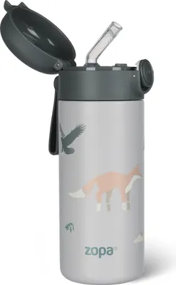 Zdjęcie produktu dla ZOPA Termos na płyn ze słomką i silikonowym uchwytem 350 ml, Góry