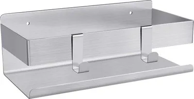Produktbild von Unyqoos® Duschablage ohne Bohren – Edelstahl SUS304, 23×10×8 cm, selbstklebendes Duschregal mit 2 Haken, Shampoohalter, bis 10 kg belastbar