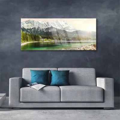 Produktbild von Acrylglasbilder 125x50 Wandbild Druck Gebirge Wald See Landschaft