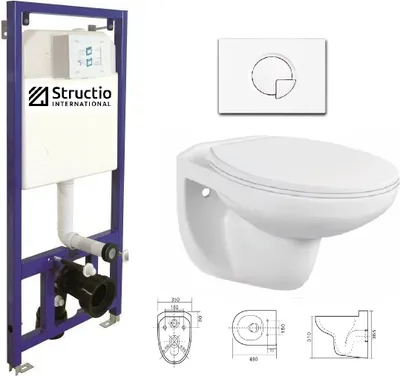 Produktbild von Hänge Wand WC Schüssel Toilette mit Spülkasten Unterputzspülkasten Vorwandelement inkl. Betätigungsplatte