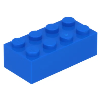 A single blue LEGO brick on a white background.