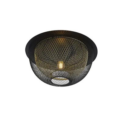 Obrázek produktu pro Honeycomb Deckenleuchte mit Doppelschirm Metall Gitter schwarz gold E27 40cm