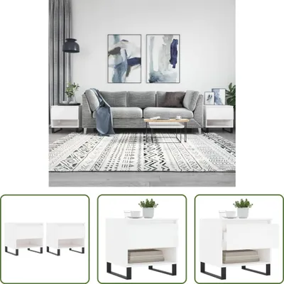 Produktbild von The Living Store Couchtische 2 Stk. Hochglanz-Weiß 50x46x50 cm Holzwerkstoff