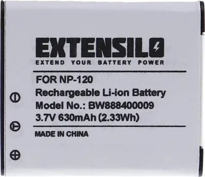 Produktbild von EXTENSILO Akku kompatibel mit Casio Exilim EX-ZS10BE, EX-ZS10PK, EX-ZS15, EX-ZS10RD, EX-ZS10SR, EX-ZS20 Kamera (630 mAh, 3,7 V, Li-Ion)
