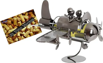 Image de BRUBAKER Porte-bouteilles Couple dans l'avion Sculpture en métal Cadeau avec carte cadeau