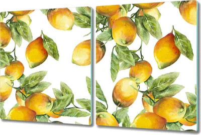 Produktbild von Glas Schneidebrett Herdabdeckplatten Schneideplatten - 2x 40x52 cm - Zitrone Frucht