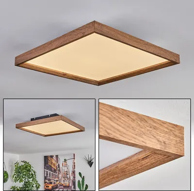 Produktbild von Pudiano Deckenleuchte aus Metall/MDF/Kunststoff in Schwarz/Holzoptik/Weiß