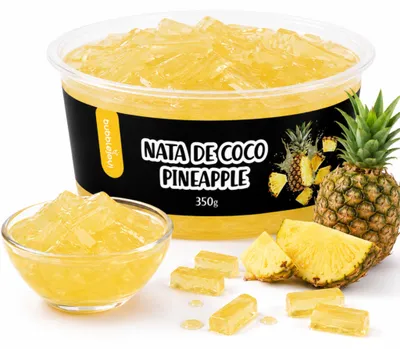 Produktbild von BubbleJoy Nata de Coco Ananas 350 g Kokosgel-Würfel für Bubble Tea