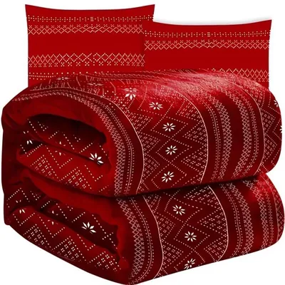 Produktbild von Ruhhy 22594 Decke 160 x 200 cm + 2 x Kissenbezug, rot
