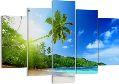 Produktbild von Bild auf Leinwand - Leinwandbild - Baum Dschungel Welle Landschaft - 150x100cm - Wand Bild - Wanddeko - Leinwanddruck - Bilder - Kunstdruck - Leinwand bilder - Wandkunst - EA150x100-3169