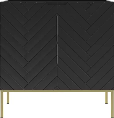 Produktbild von Waschbeckenunterschrank 80 cm breit in schwarz matt mit gefräster Front ANGERA-140