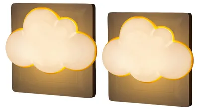 Produktbild von 2er LED Nachtlicht Steckdose – Wolkenform, Lichtsensor, Energiesparend, Weiches Licht für Schlafzimmer & Flur