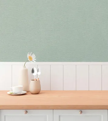 Obrázek produktu pro Jednobarevná strukturovaná tapeta s vzhledem lněného plátna, barva mintová zelená - netkaná tapeta, moderní design (KG-175821)