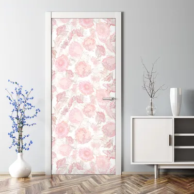 Produktbild von Dekorative Türposter Aufkleber Türsticker selbstklebend Klebefolie Blumig rosa 77 x 200 cm