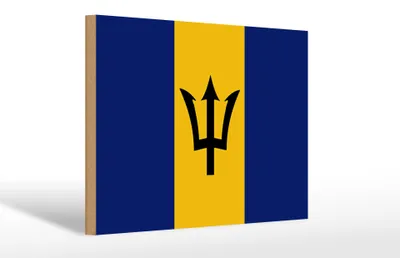 Produktbild von Holzschild Flagge Barbados 30x20cm Flag of Barbados