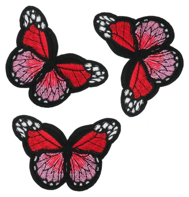 3 Schmetterlinge klein Aufbügler rot