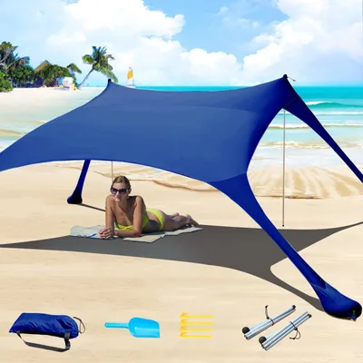 Produktbild von Pop-Up Strandzelt 2x2,1 m - UPF 50+ Sonnenschutz - Wasserdicht - Windschutz