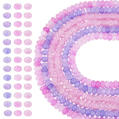 Immagine prodotto di Collane di perline in vetro, imitazione giada, colore viola, 3 pezzi, dimensioni 8-8,5 x 4,5-5 mm, ideali per la creazione di gioielli