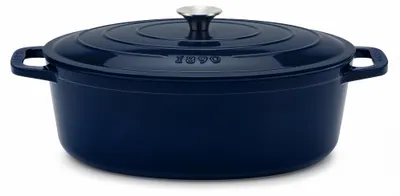 Produktbild von La Fonderie 1890 Runder Schmortopf ALMA36 aus emailliertem Gusseisen 36 cm, Fassungsvermögen 7,7 L, Marineblau