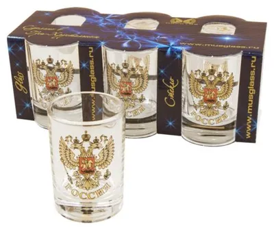 Produktbild von Gläser-Set "Russland", 6 Gläser, je 50 ml Vodkagläser Schnapsgläser-Set Wappen Russland