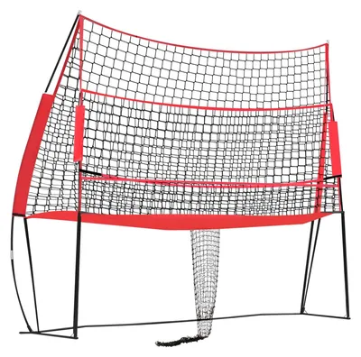 Immagine prodotto di Rete da allenamento per pallavolo - Rete da pallavolo regolabile 2,44 x 3,35 m - 4 altezze fino a 2,4 m - Per pallavolo, tennis, badminton - Con borsa per il trasporto - Rossa