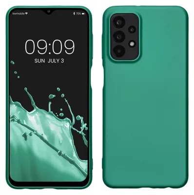 Produktbild von kwmobile Handyhülle für Samsung Galaxy A23 4G / 5G Hülle - Silikon Case metallisch schimmernd - Schutzhülle Cover - Metallic Dunkelgrün