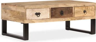 Immagine prodotto di Maison Exclusive - Tavolino con 3 cassetti, in legno massello di mango, dimensioni 90x50x35 cm