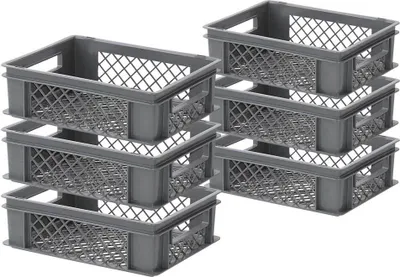 Produktbild von 6x Eurobehälter / Bäckerkiste, LxBxH 400 x 300 x 125 mm, grau, lebensmittelecht