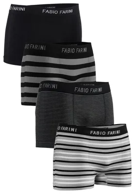 Produktbild von Fabio Farini - 4 Stück Herren Unterhosen - Männer Retroshorts aus weicher Microfaser im sportlichen Look mit Logoschriftzug