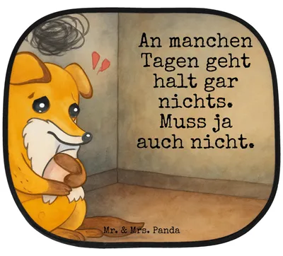Produktbild von Mr. & Mrs. Panda Sonnenschutz Auto Fuchs Depressionen Design - Weiß - Geschenk, scheibenschutz, Depressiv, saugnapf, für, Fürs, Autoscheiben