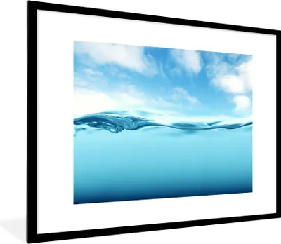 Produktbild von MuchoWow® Gerahmtes Poster Meer - Wolken - Blau 80x60 cm - Poster mit Schwarzem Bilderrahmen Wandposter Rahmen Foto Bilder - Schlafzimmer-Dekorationen - Fotoposter