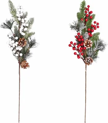 Zdjęcie produktu dla BOBULE Gałązka świąteczna + szyszki 63cm