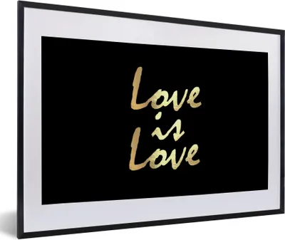 Produktbild von MuchoWow® Gerahmtes Poster Zitat - Liebe - Gold 60x40 cm - Poster mit Schwarzem Bilderrahmen Wandposter Rahmen Foto Bilder - Schlafzimmer - Plakat in Rahmen - Drucken