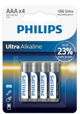 Produktbild von 12x Philips Ultra Alkaline AAA 4er-Pack LR03-Batterien