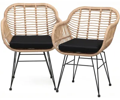Image de CASARIA® Chaises de jardin en rotin avec coussin Lot de 2