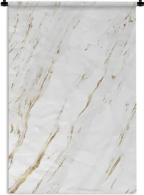 Produktbild von MuchoWow® Wandteppich Wandbehang Marmor - Gold - Weiß 120x180 cm Tapisserie Dekoration Wandtuch - Schlafzimmer - Dekorationen für das Haus