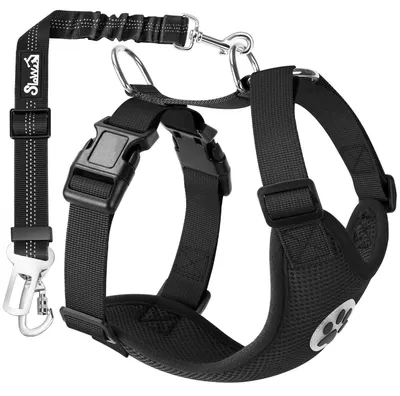 Produktbild von Hundegeschirr mit Sicherheitsgurt für Auto, atmungsaktiv, verstellbar, Schwarz, L
