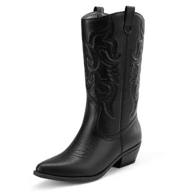 Produktbild von DREAM PAIRS Damen Cowboy Stiefel,Schwarz,38