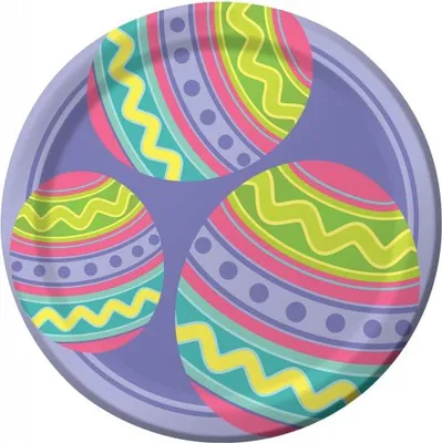 Produktbild von Kleine Pappteller mit Osterei-Motiv, 18 cm Durchmesser, 8 Stück