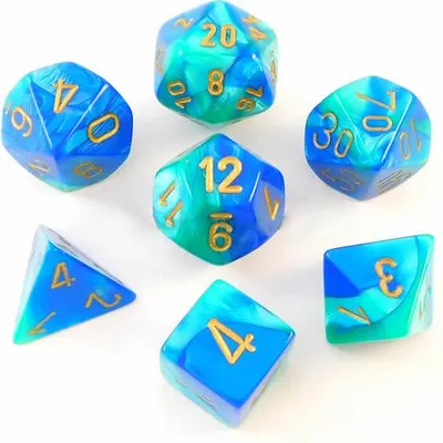 Produktbild von Chessex - Gemini - 7-Die Set - Blue-Teal/Gold