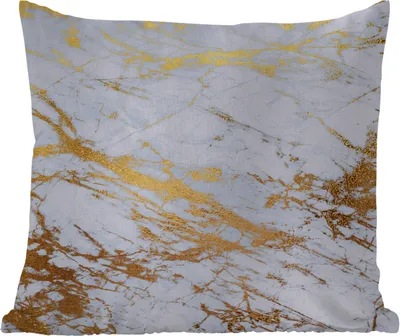 Produktbild von MuchoWow® Outdoor Kissen - Marmor - Gold - Weiß - Luxe - Marmoroptik - Glitzer - 40x40 cm - Wetterfest - Lounge Kissen - Kopfkissen - Interieur - Polster mit Bild