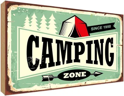 Produktbild von vianmo Holzschild 30x40 cm Camping Zone Outdoor Abenteuer