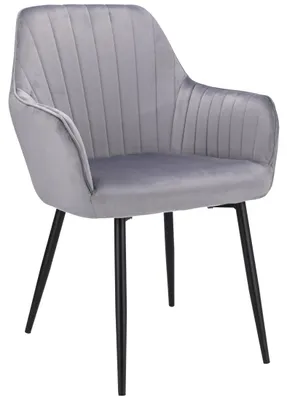 Zdjęcie produktu dla JUMI Krzesło eleganckie CORA kuchenne do salonu kuchni jadalni welurowe tapicerowane pkowane szare