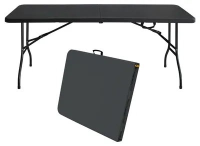 Produktbild von 180cm Tragbarer Falttisch mit Griff, robust & multifunktional, klappbar für Camping & Outdoor, Schwarz