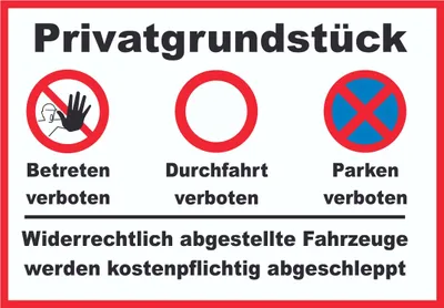 Produktbild von Privatgrundstück Betreten, Durchfahrt und Parken verboten Schild A4 (210x297mm)